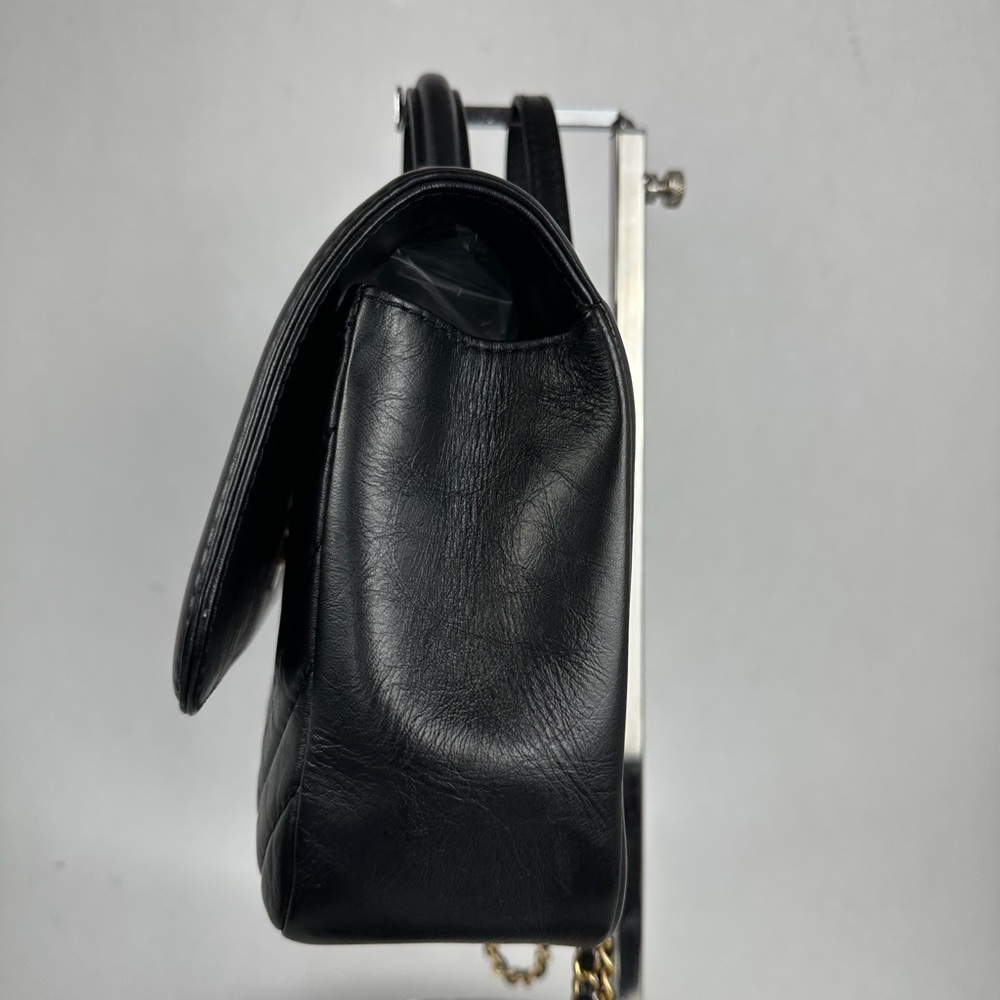 Chanel Trendy CC Top Handle Flap Bag Black Chevron Leather GHW - Picture 6 of 17